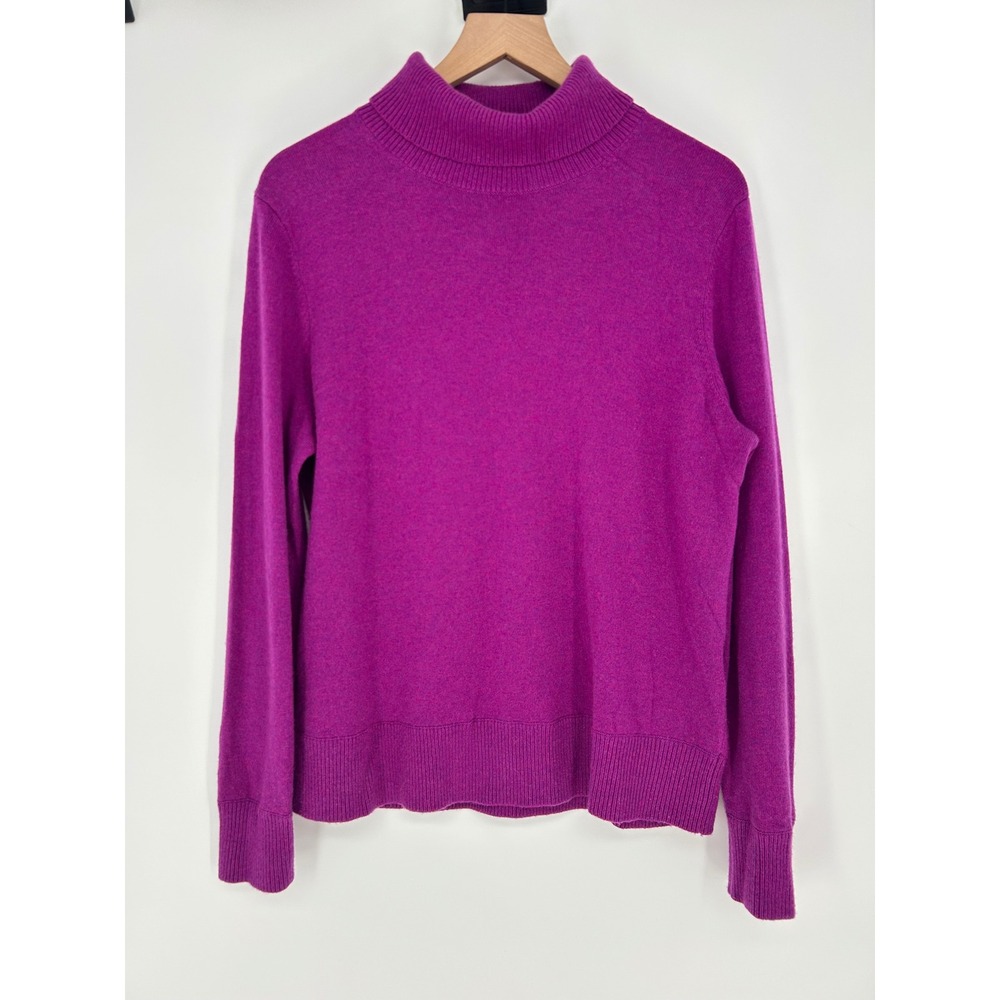 Lands' End Women's Cashmere Turtleneck Sweater In Purple Sz.Large P- Lightweight